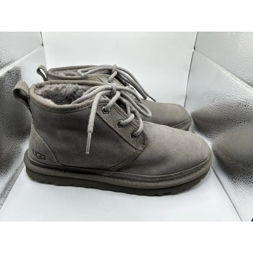 UGG Neumel Men’s Chukka Boots Size 7 Gray Suede Shearling Lined Ankle Lace Up